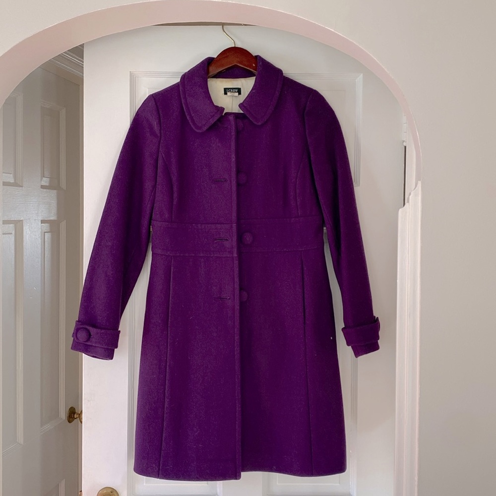 Beautiful J. Crew peacoat, size 2. Like new condition. Rich purple color.